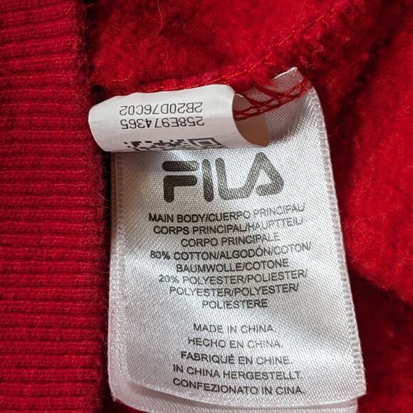 FILA Hoodie Women Medium Colorblock Pullover Red Blue Big Logo Sweatshirt Preppy - Picture 12 of 12